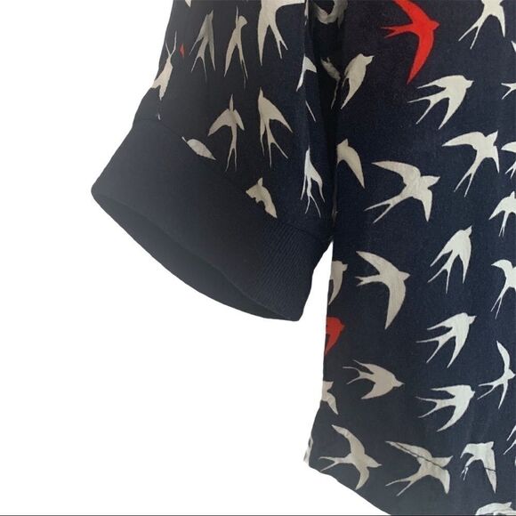 Anthro Maeve 3/4 Sleeve Bird Print Top - Picture 2 of 5